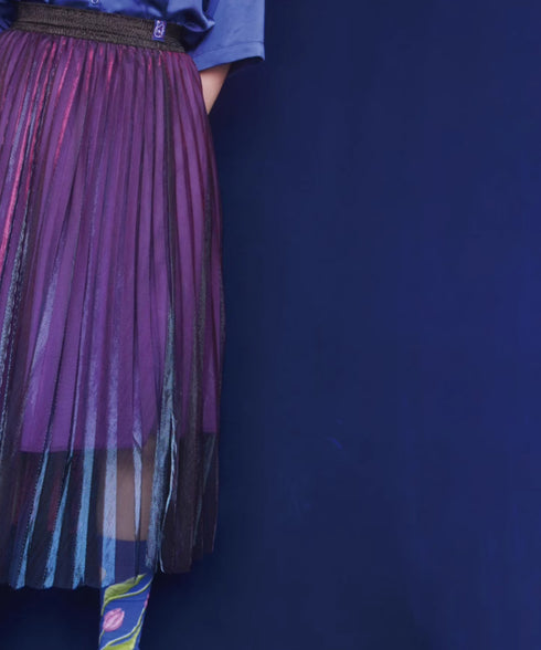 Polarized Pleated Flare Skirt